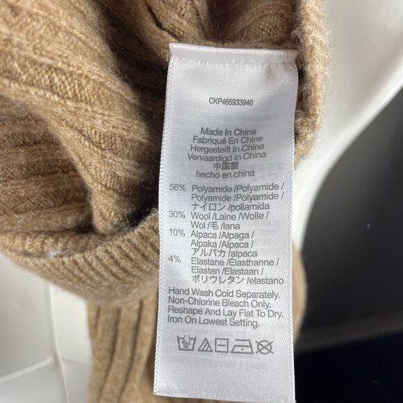 Madewell Cameron Ribbed Cardigan Sweater Tan Preppy Cozy  sz Small Wool Blend - Picture 7 of 9